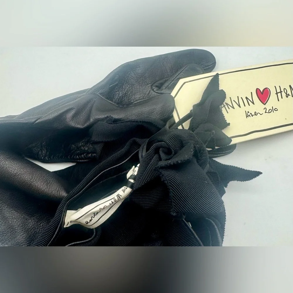 NWT Lanvin X H&M Sample Piece Leather Long Black Gloves